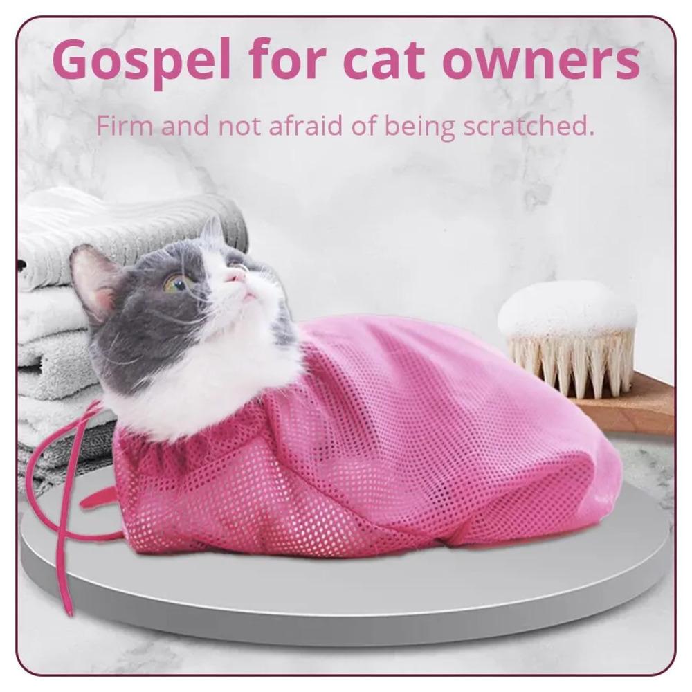 Katzenpflegetasche, Duschnetztasche, verstellbar, multifunktional, atmungsaktiv, Biss- und Kratzschutz, Katzen-Rückhaltetasche