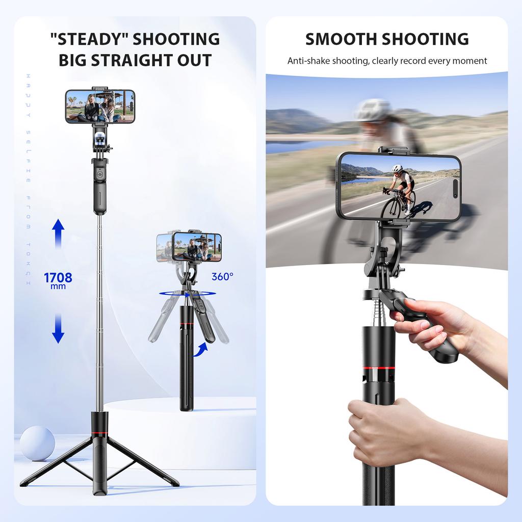 Extendable Selfie Stick Tripod with Remote Shutter 67 Inch  Phone Tripod Stand for  Live Streaming Group Photo