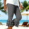 Damen Y2K Style Yoga Capri-Hose Lagen-Rüschensaum Kurze ausgestellte Leggings Sommerlich Lässig Stretch Schlanke Passform Ausgestellte Hose