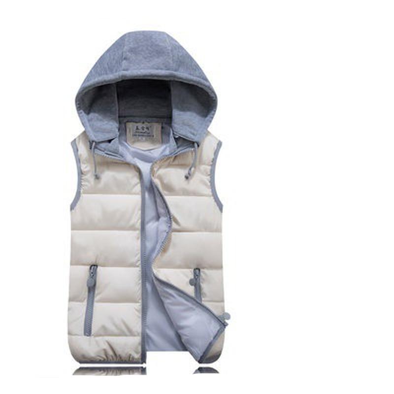 

Женский жилет с капюшоном, весенне-осенний теплый жилет с хлопковой подкладкой, базовое пальто без рукавов на молнии XL белый