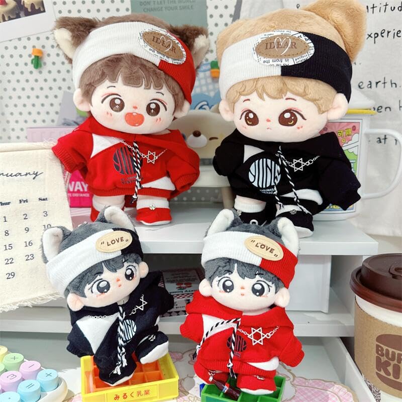 AXLUCE Plüschkleidung - Kapuzenpullover - Plüschtier - Kleidung - 10cm Puppe (Schwarz, 10cm)