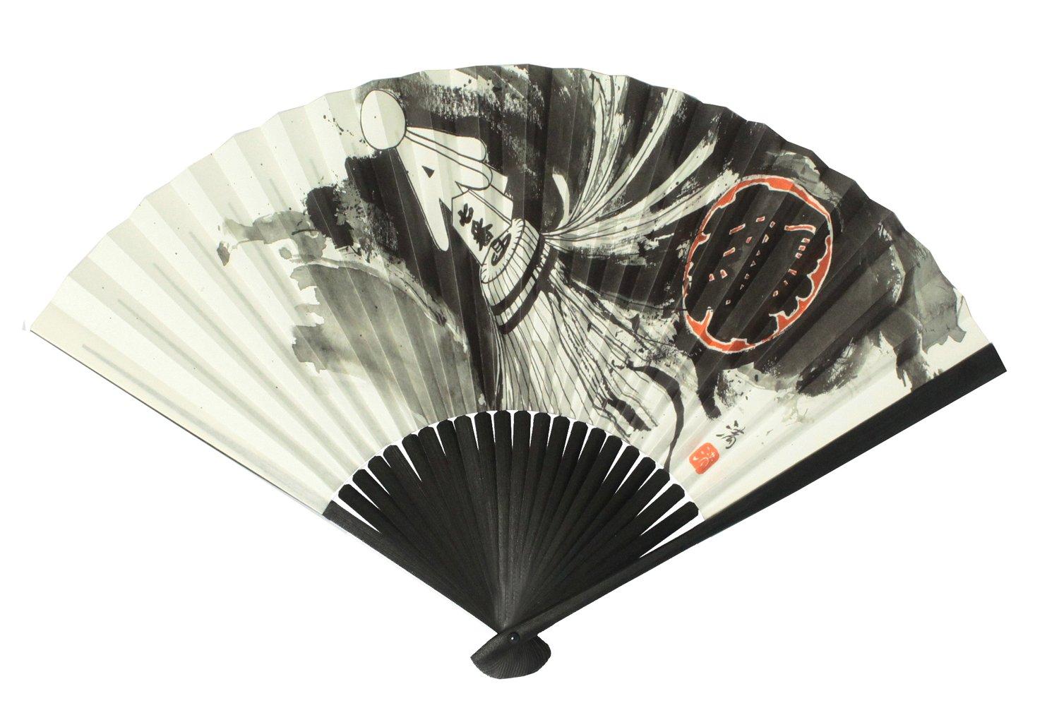 

складной веер 23см, ручная роспись, мужской, белый, ок.