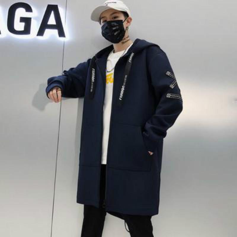 Trenčkot Muži Potisk Móda Jarní Větrovka Kabát Pánské Běžné oblečení Streetwear Kabáty