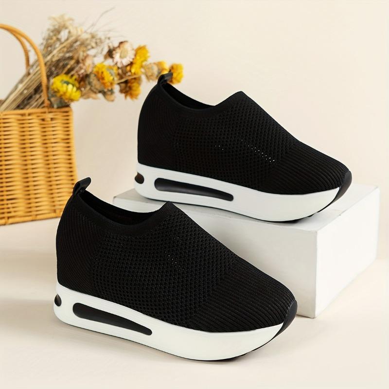 

Lace-up muffin casual shoes women s thick-soled spring and summer new breathable flat-bottomed fly-woven sports shoes 35 чорний