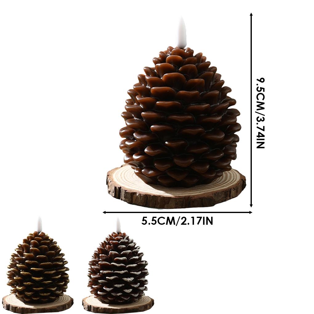 2piece Christmas Painted Pine Cone Shaped LED Candle Light Electronic Flameless Pinecone Candle Set For Festive Home Atmosphere