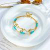 Gold Tone Double Layer Turquoise Beaded Star Charm Anklet