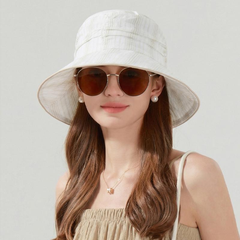 Summer Pleated Sun Hat Women's Big Brim Fisherman Hat Outdoor Travel Sun Hat