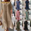 Fashion Spring Autumn Solid Color Print Long Sleeve POLO Neck Casual Dresses Unique Design