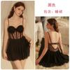 Women's Lace Cutout Underwire Push Up Padded Backless Sleep Dress with Robe Lounge Set