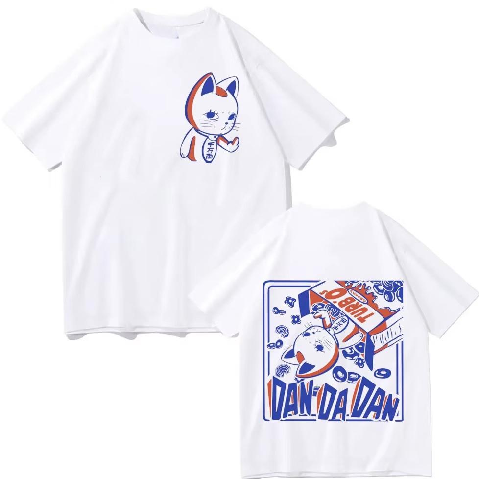Funny Anime Dandadan Turbo Granny Cat Graphic T-Shirt Fashion Cartoon Oversized Men Women Vintage Casual Cotton T-Shirts