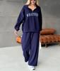 Europe, America, Cross-border, Women's Clothing 2025 New Fashion Casual Suit Printed Long-sleeved Sweater Zipper Trousers Two-piece Set