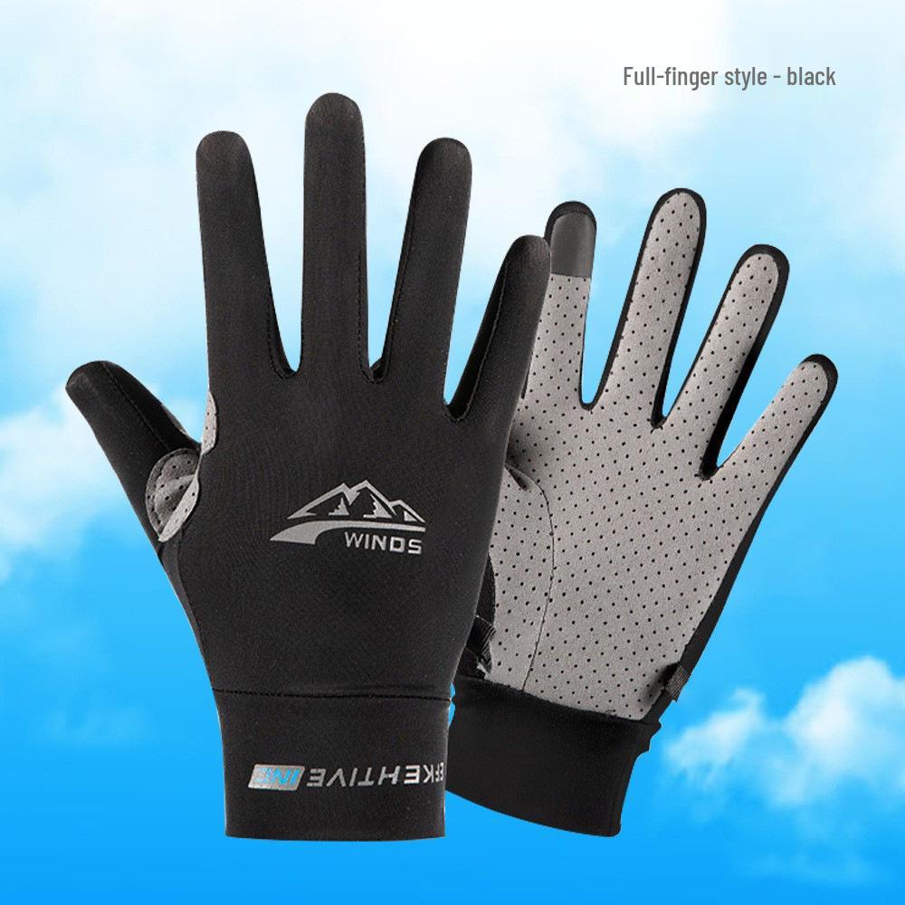 Unisex Sun Protection Ice Silk Gloves - Non-Slip, Breathable, Touchscreen-Friendly for Driving, Cycling, Fishing.