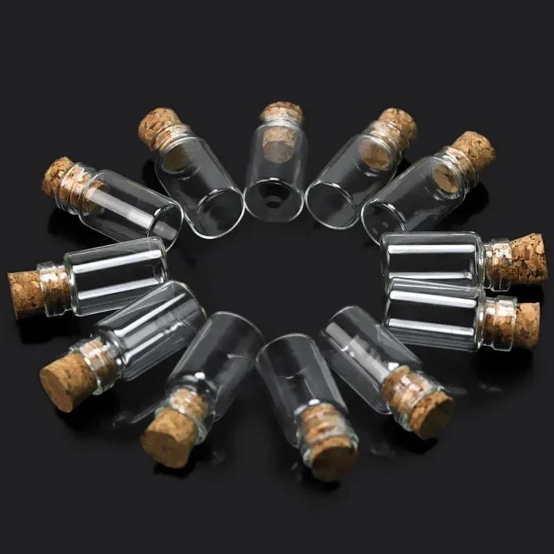 10 Stück/Los Mini Leere Glas Korkflasche Anhänger Flasche Wunschflasche Ornamente Transparent