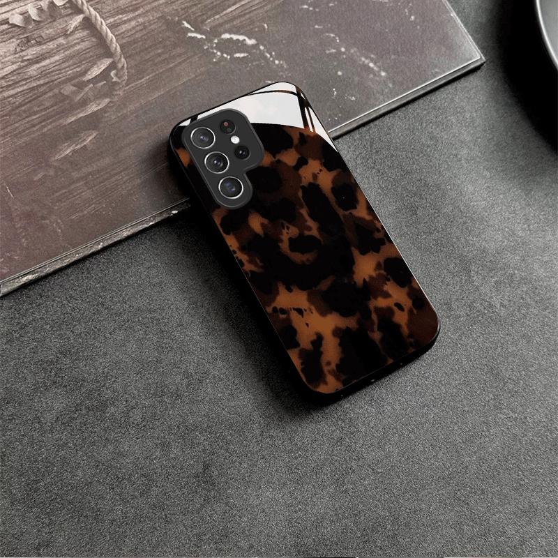 Brown dark textured tempered glass phone case suitable for Samsung Galaxy S26 S25 S24 S22 S21 S20 FE/Ultra/Plus anti drop
