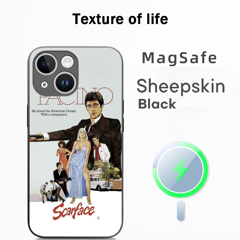 Tonny montana scarface Classic poster Phone Case For iPhone 17 16 15 14 13 12 Plus Pro Max  High-end Luxury Magsafe Sheepskin