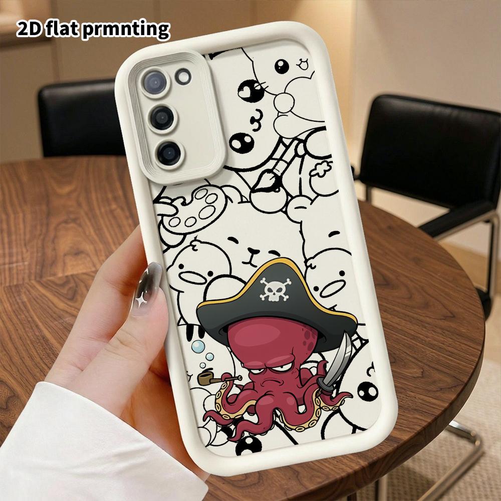 Phone case: 2D flat, suitable for Samsung Galaxy A34 A35 M05 M06 S20 S22 S21 FE Plus 5G protective case, pirate octopus, perfect Christmas and Hallowe