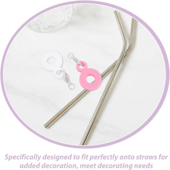PRETYZOOM 20pcs Straw Charm Adapters, Silicone Dangle Hanging Charm, Compatible Ornament Adapters for Straw Cups, Tumblers