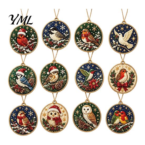 Decoración Artística de Pedrería para Adultos 12 Piezas Kit de Adorno de Pintura Navideña DIY, Juegos de Medias de Perlas Artificiales Decoración Colgante para Adultos, Corona de Árbol Festivo