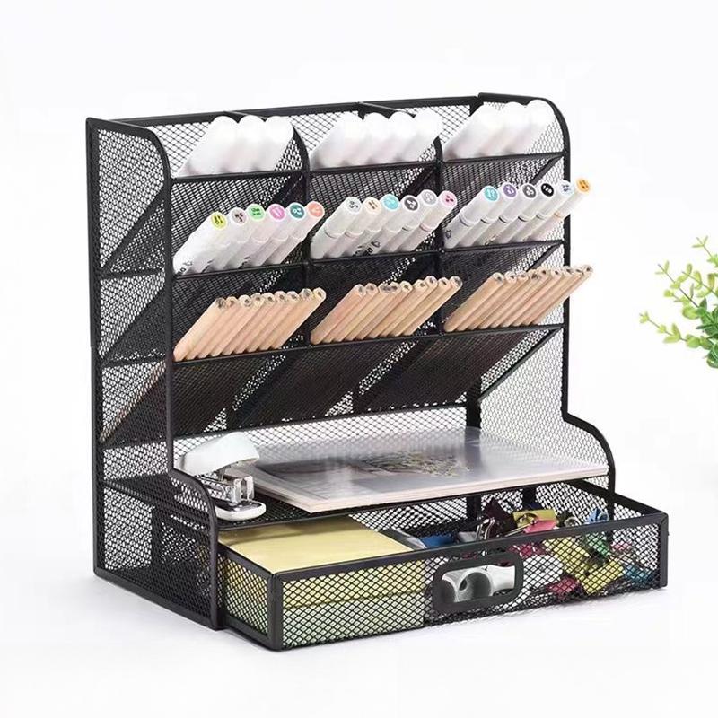 

1 Настольная подставка для хранения канцелярских принадлежностей, Настольный органайзер, Многосекционная конструкция, Легкая классификация, Нескользящая подставка, Подходит для Нет 6-10 Cells чёрный