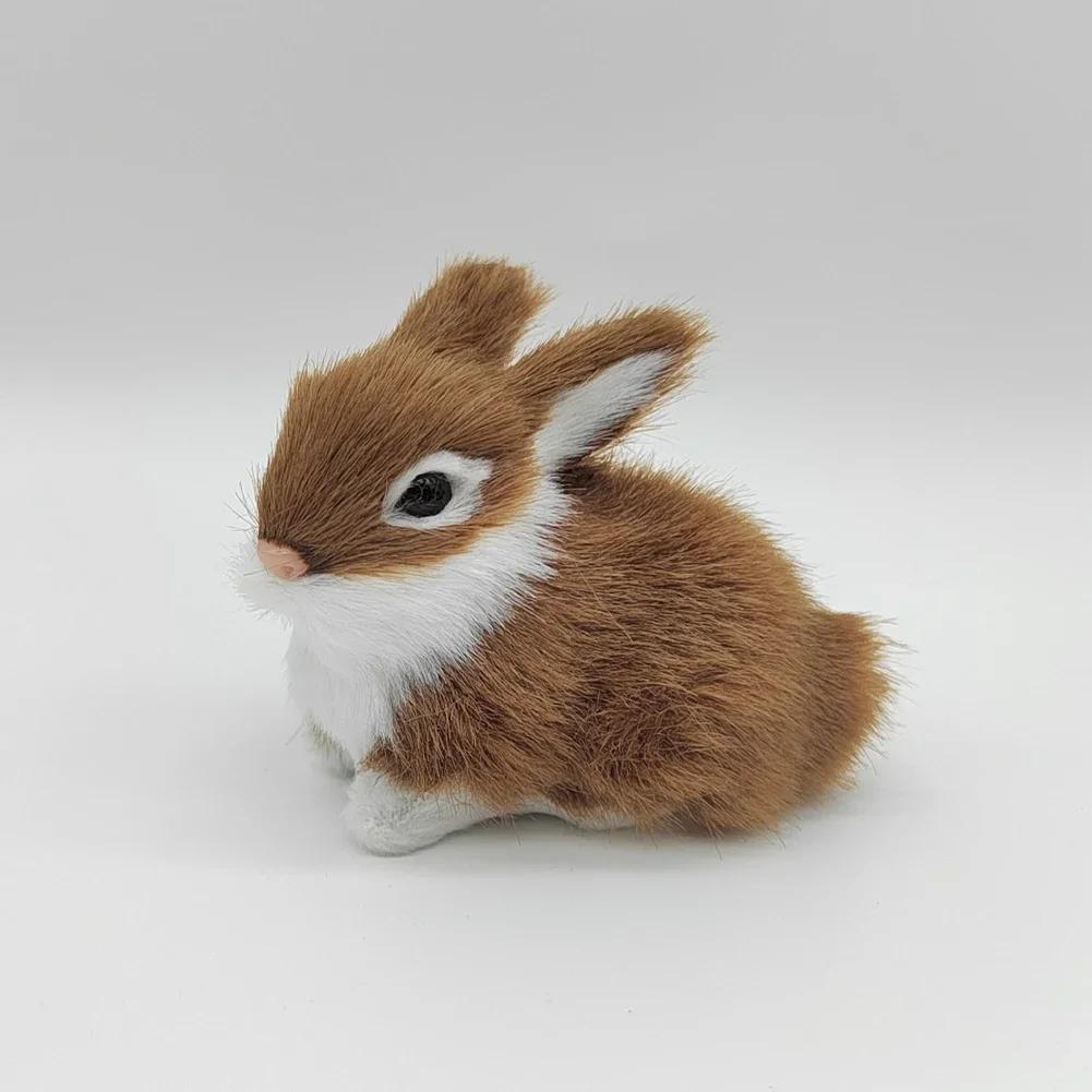 1pcs Mini Simulated Rabbit Animal Model Rabbit Household Decorations Rabbit Fur Crafts Gifts Living Room Decoration