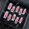 Press-On Nails With Floral Pink-to-White Gradient Chinese Style Acrylic False Women