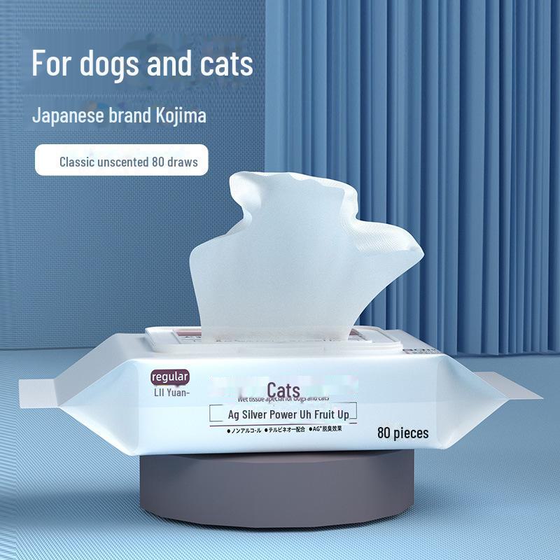 Kojima Pet Wet Wipes for Cats, Kittens & Dogs – No-Bath Deodorizing Cleanser