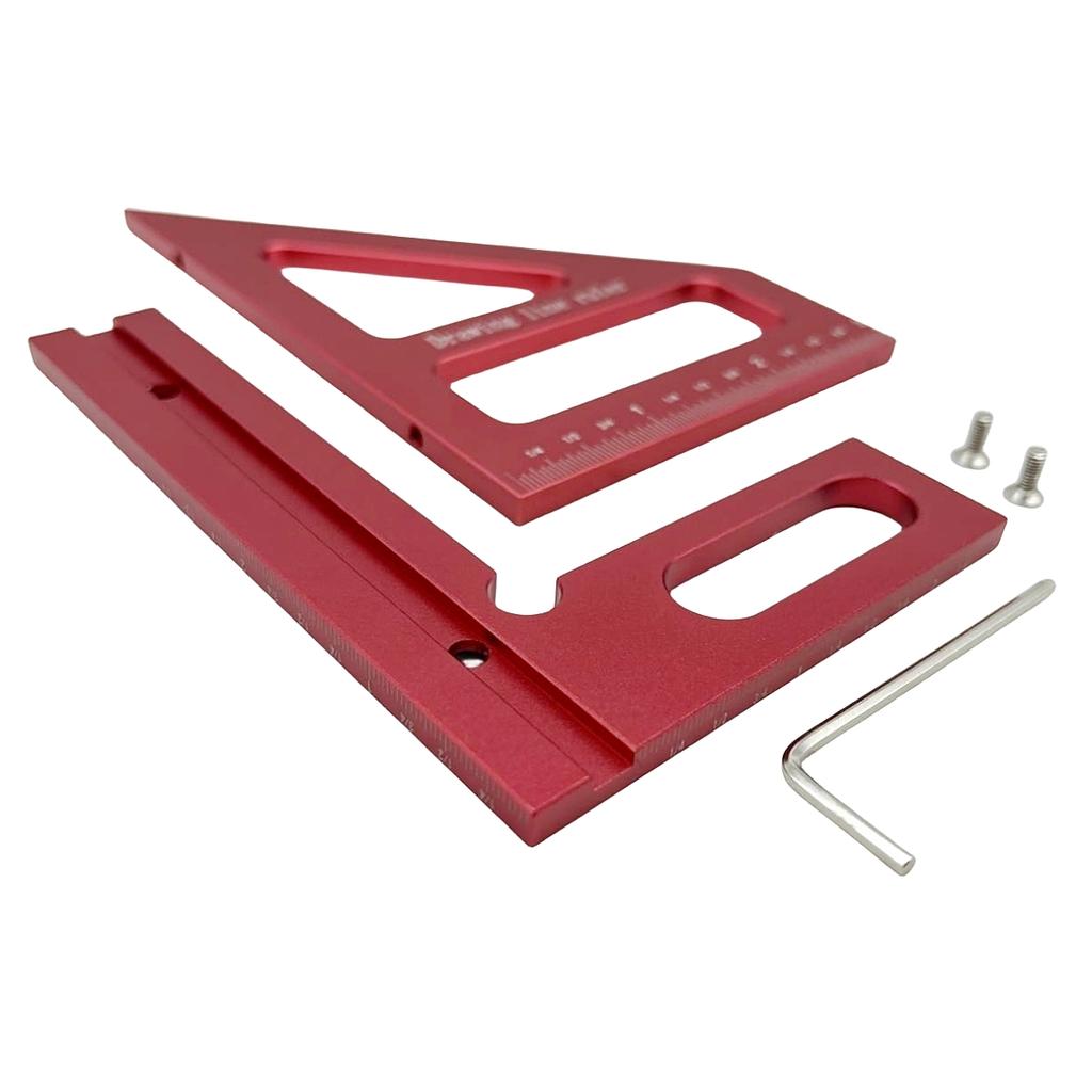 Inch 45 and 90 Degree Aluminum Miter Triangle Ruler - Precision 3D Multi Angle Layout Measuring Tool for Engineer Carpenter