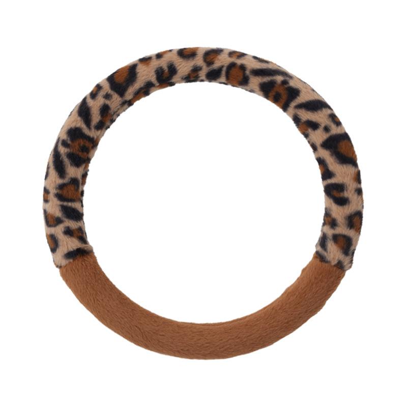 

Leopard Print Plush Warm Car Steering Wheel Cover Non-Slip Winter Anti-Freeze Hand Cover Warmth And Style for Your Drive