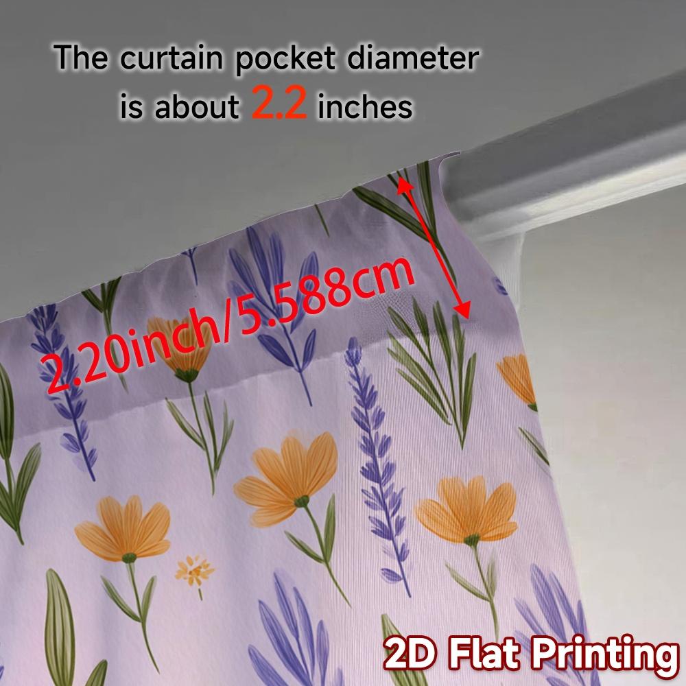 Flat Printing Curtains Without Rod Floral Lavender Daisy Design Valentine Is Day Festival Creative Set Of 2 Made Polyester