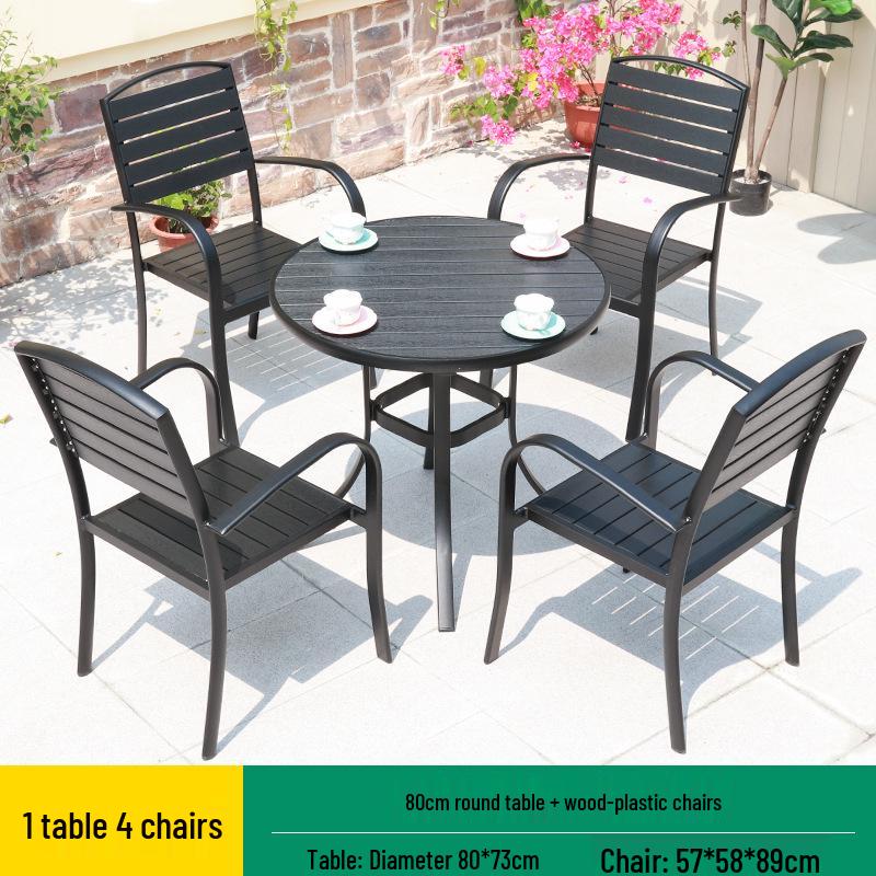 Sun-Resistant Outdoor Wood-Plastic and Metal Tables & Chairs for Leisure or Commercial Use
