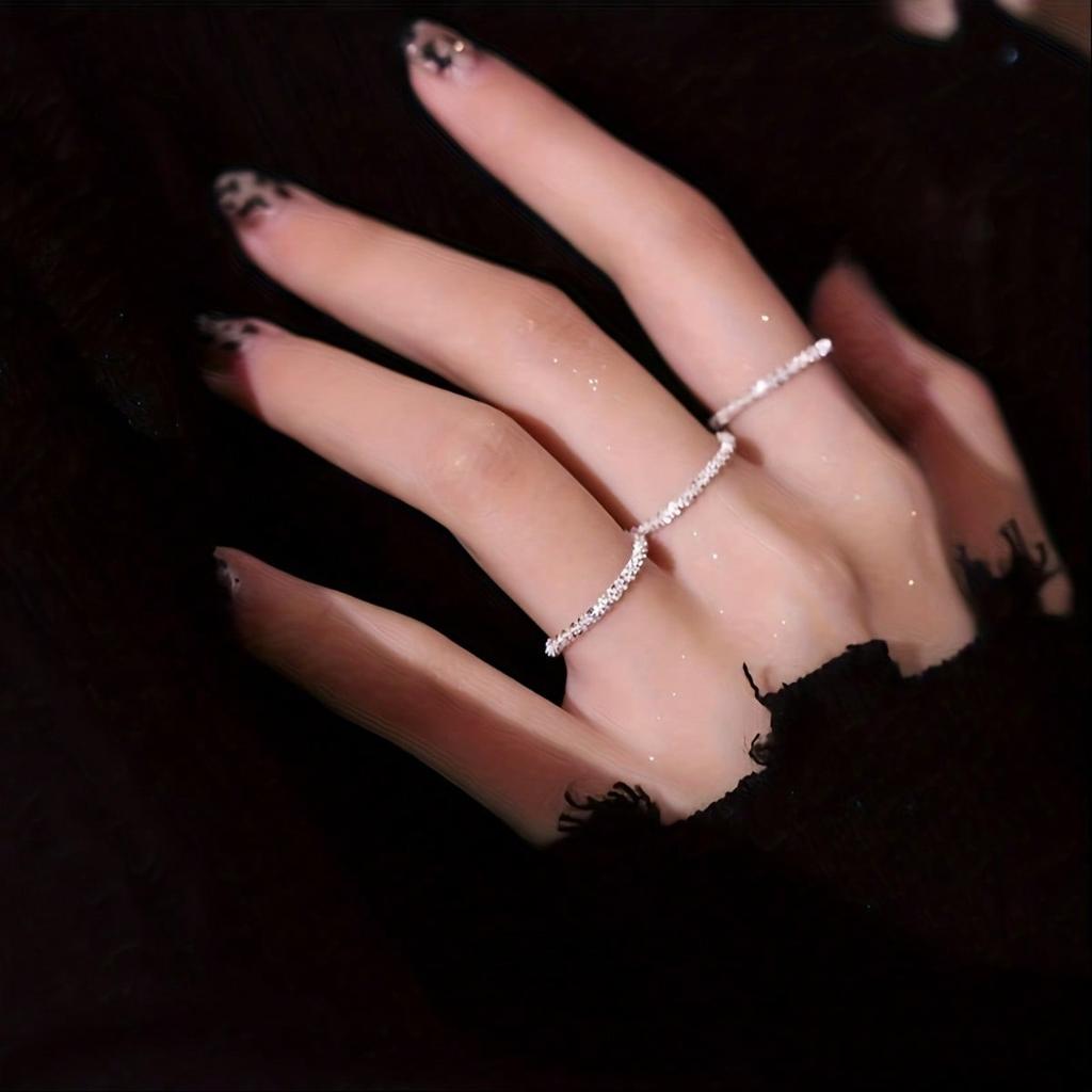 5 Minimalist Style Rings Per Set, Sparkling Design, Paired with Daily Clothing and Party Accessories, Stackable Jewelry.