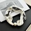 Pearl Magnetic Buckle Small Silk Scarf Women's Lazy Neck Protection Spring New Versatile High-sense Magnetic Buckle Necklace Scarf