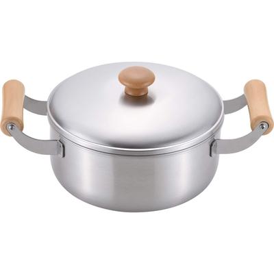 Wahei Freiz Made In Japan Double-Handled Pot 20cm IH Compatible Stainless Steel with Wooden Handle CS-002 Chitose