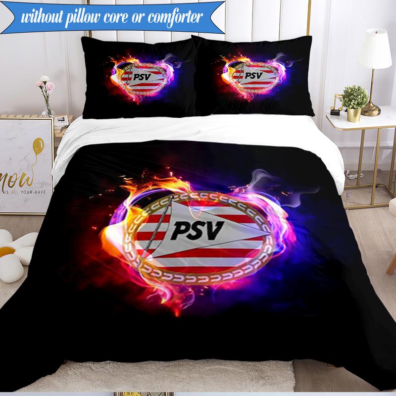 PSV Eindhoven Wappen 3-teilige Bettwäsche, inklusive 1 Bettbezug und 2 Kissenbezügen. Perfekt für Weihnachten, ideal für Schlafzimmer, Wohnheim
