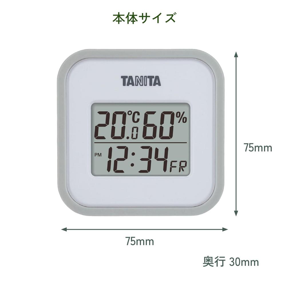 Tanita Digital with Temperature and Humidity Display for Indoor Environments At a or Tabletop with Magnet Thermo-Hygrometer TT-558 GY