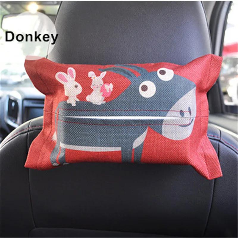 Cartoon Car Tissue Box Cover Auto Seat Back Hanging Storage Holder Tissue Box Container Car Visor Towel Napkin Papers Bag Holder