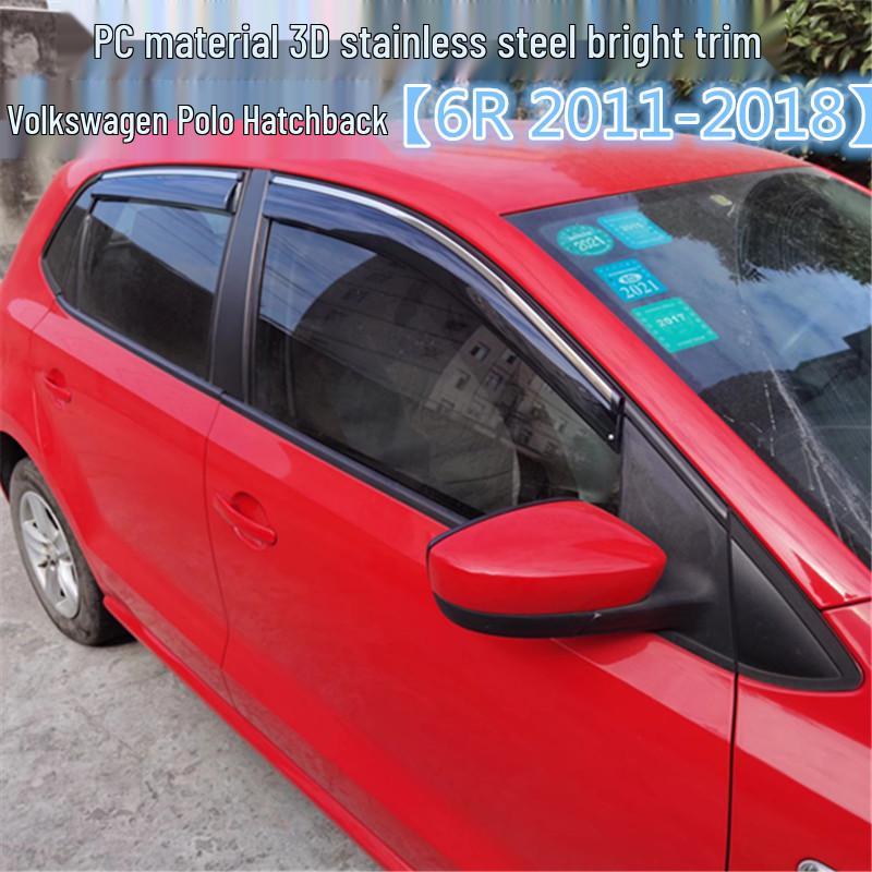 

Volkswagen Polo Hatchback PLUS Car Window Rain Guard Visor 3D Stainless Steel Trim without Logo