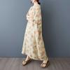 Summer Vacation Style V-neck Retro Cotton and Linen Dress