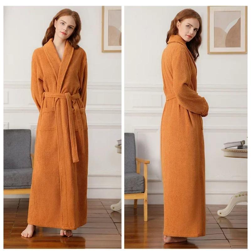 Women's Terry Cloth Robe Kimono Long Cotton Bathrobe Unisex Terry Bathrobe Terry Full Length Robe