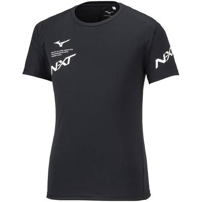 Mizuno N-XT Volleyball Practice Shirt, Short Sleeve, Moisture-Wicking, Quick-Drying, Easy To Move In, V2MA2007, Black/White, Size M