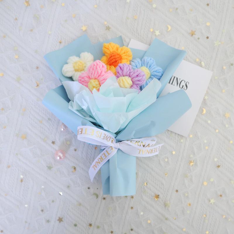 Häkelblumenstrauß Muttertagsgeschenke Hochzeitsgastgeschenk Ewiger Blumenstrauß für Puppe Abschlusssträuße