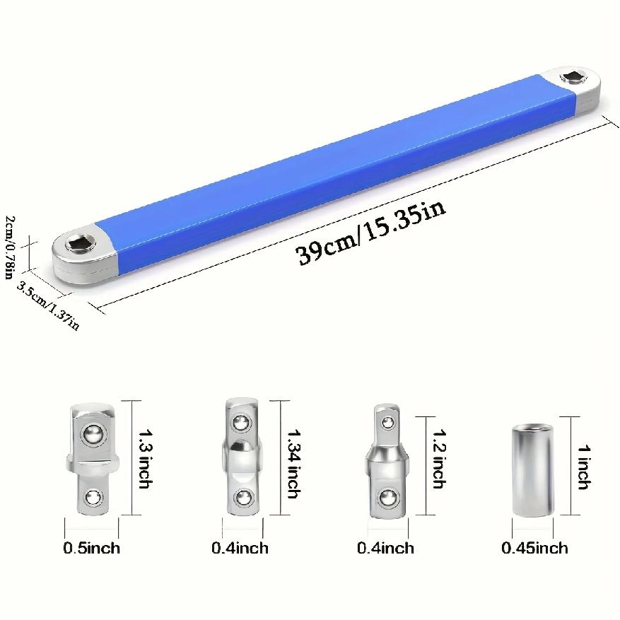 Dual-Head Adjustable Ratchet Extension Wrench with Anti-Slip Ergonomic Handle - Heavy-Duty Iron Tool
