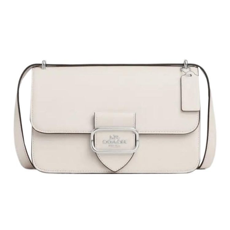 

Coach Morgan 26 Solid Color Snap Commuter Flap Tag Leather Shoulder Crossbody Bag Medium Women Bags White CM090-SVHA Basic Set (Bag+Dust Bag)