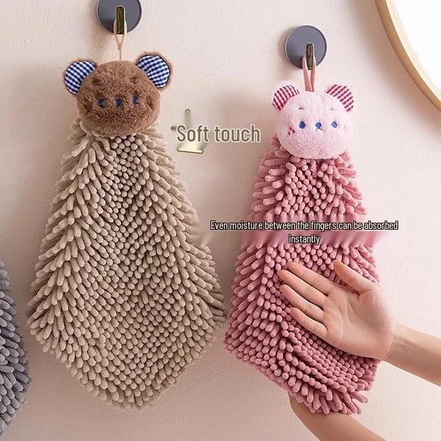Chenille Hanging Hand Towel - Absorbent and Cute for Kitchen & Bathroom