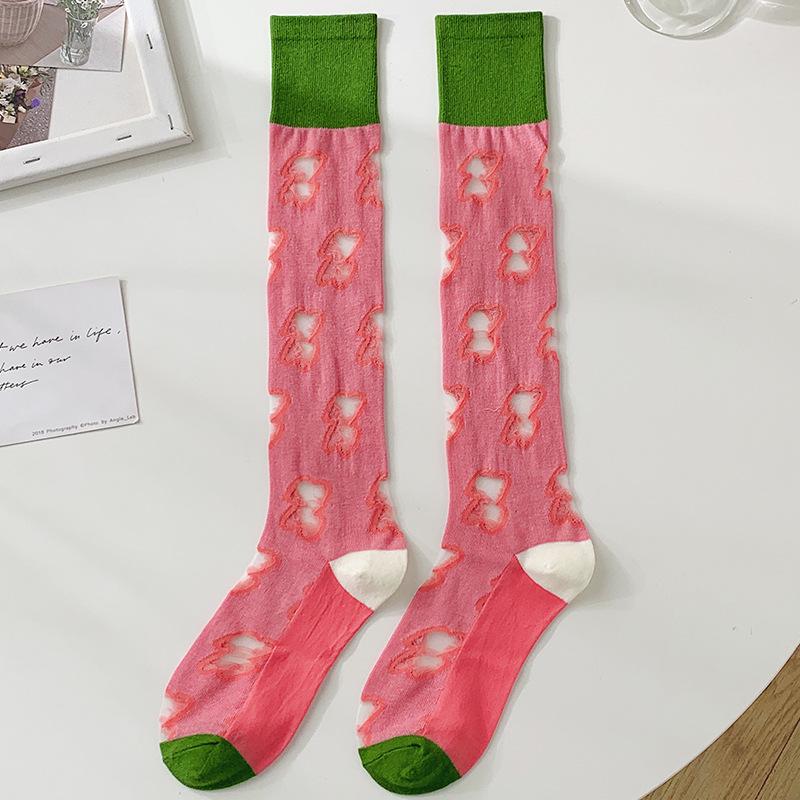 

Women s Transparent Floral Mid-Calf Socks - Ultra-Thin, Trendy Summer Style One Size