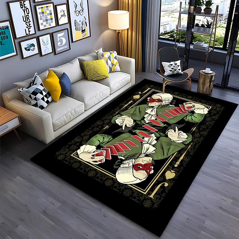 3D Printing Interesting Poker Area Rug,Carpet for Living Room Bedroom Sofa Doormat Decor,Kids Game Non-slip Floor Mat Alfombra