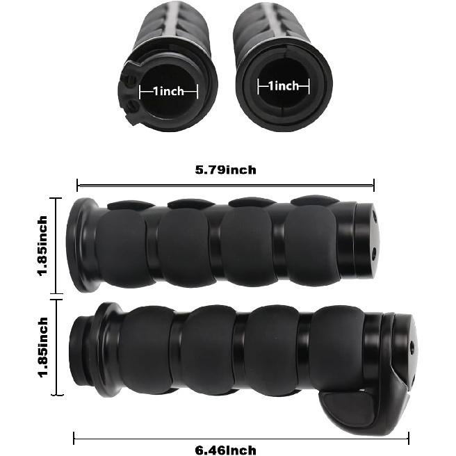 Motorcycle Grips 1" Non-Slip Rubber Handlebar Throttle Grips Motorcycle Handlebar Grips for Harley Davidson Street Glide Sportster 883 Road King Dyna