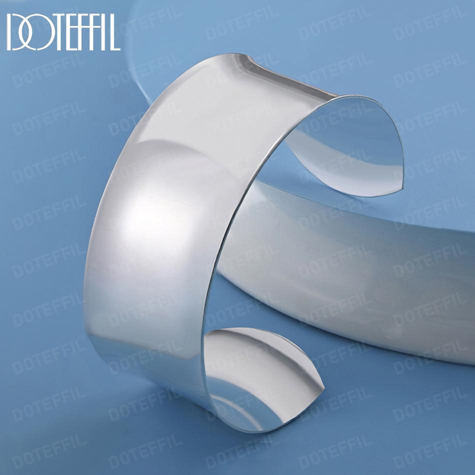 925 Sterling Silver Women's Smooth Open Bracelet Fashion Wedding Jewelry