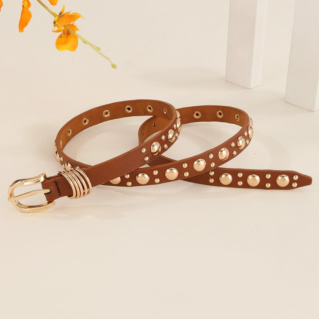 New Women's Punk Waist Belt Metal Fashion Style Women's Belt Versatile Women's Belt Studded Belt Cinturon Mujer Cinturones