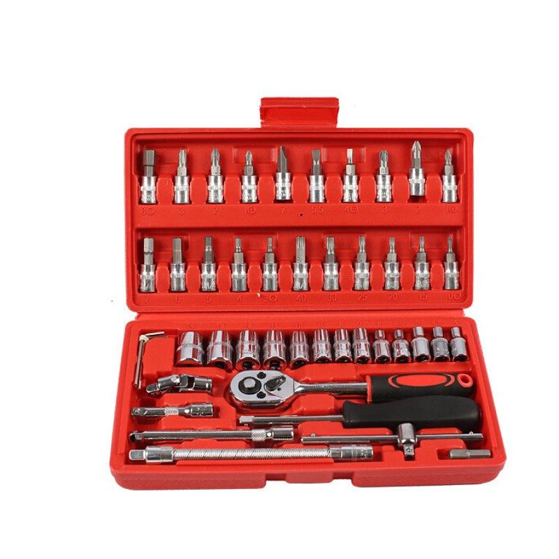 46-Piece Ratchet Wrench & Socket Set: Complete Auto Repair Tool Kit